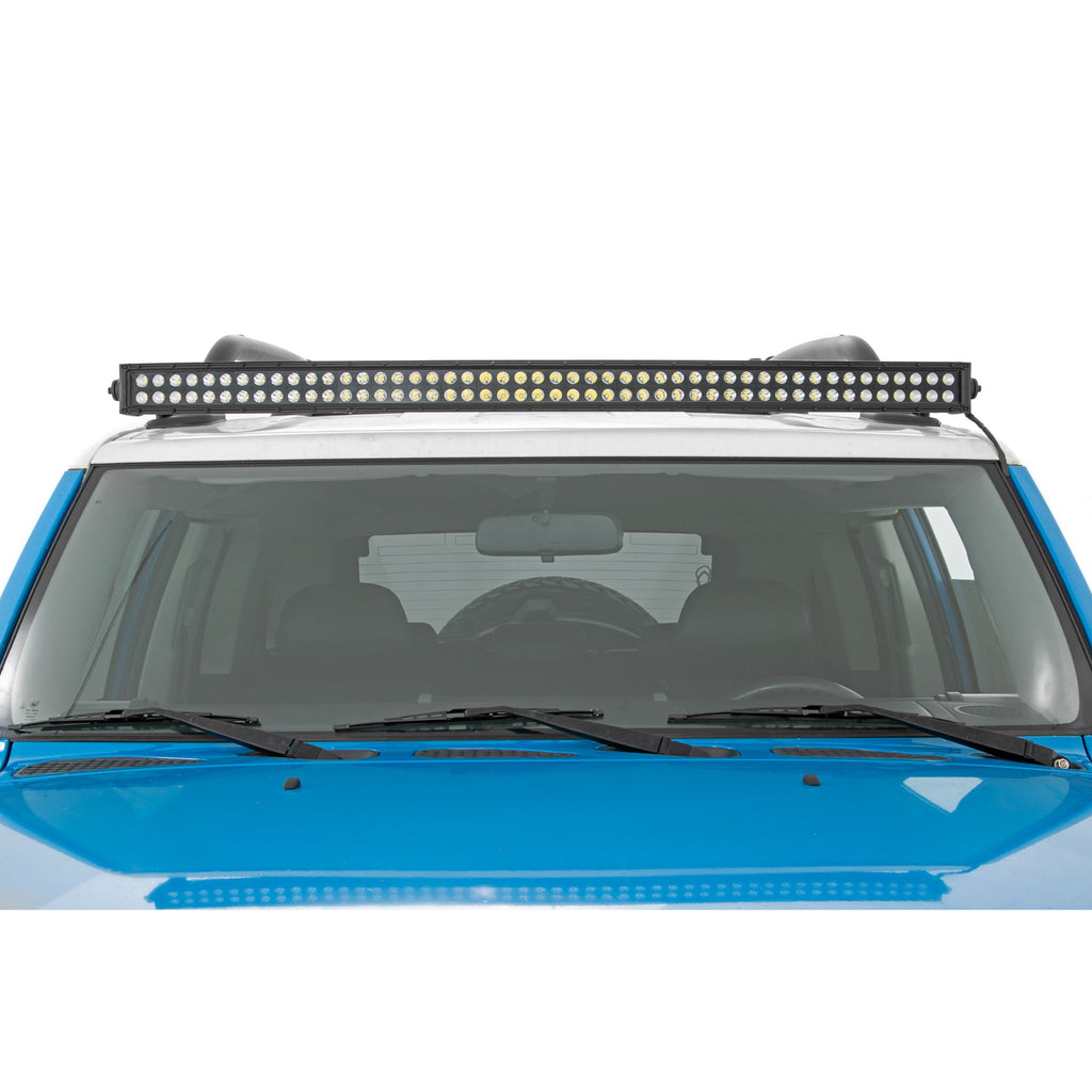 Led-Light-Windshield-Kit-50-Inch-Curved-Dual-Row-Chrome-Series-With-White-Drl-07-14-Fj-Cruiser-Rough-Country