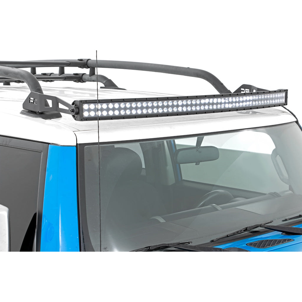 Led-Light-Windshield-Kit-50-Inch-Curved-Dual-Row-Chrome-Series-With-White-Drl-07-14-Fj-Cruiser-Rough-Country