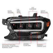 Load image into Gallery viewer, Led-Projector-Headlights-W-Initiation-Feature-And-Sequential-Signal-Black-Housing--Clear-Lens-;-16-23-Tacoma-With-Halogen-Drl