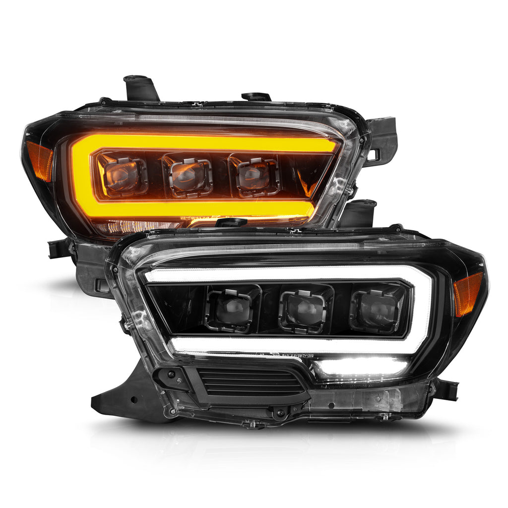 Led-Projector-Headlights-W-Initiation-Feature-And-Sequential-Signal-Black-Housing--Clear-Lens-;-16-23-Tacoma-With-Halogen-Drl