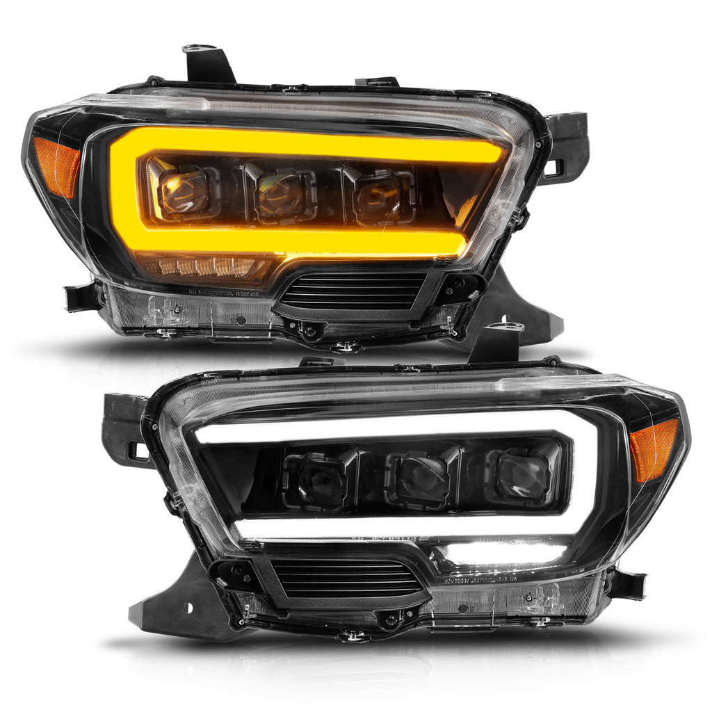 Led-Projector-Headlights-W-Initiation-Feature-And-Sequential-Signal-Black-Housing--Clear-Lens;-16-23-Tacoma-With-Led-Drl