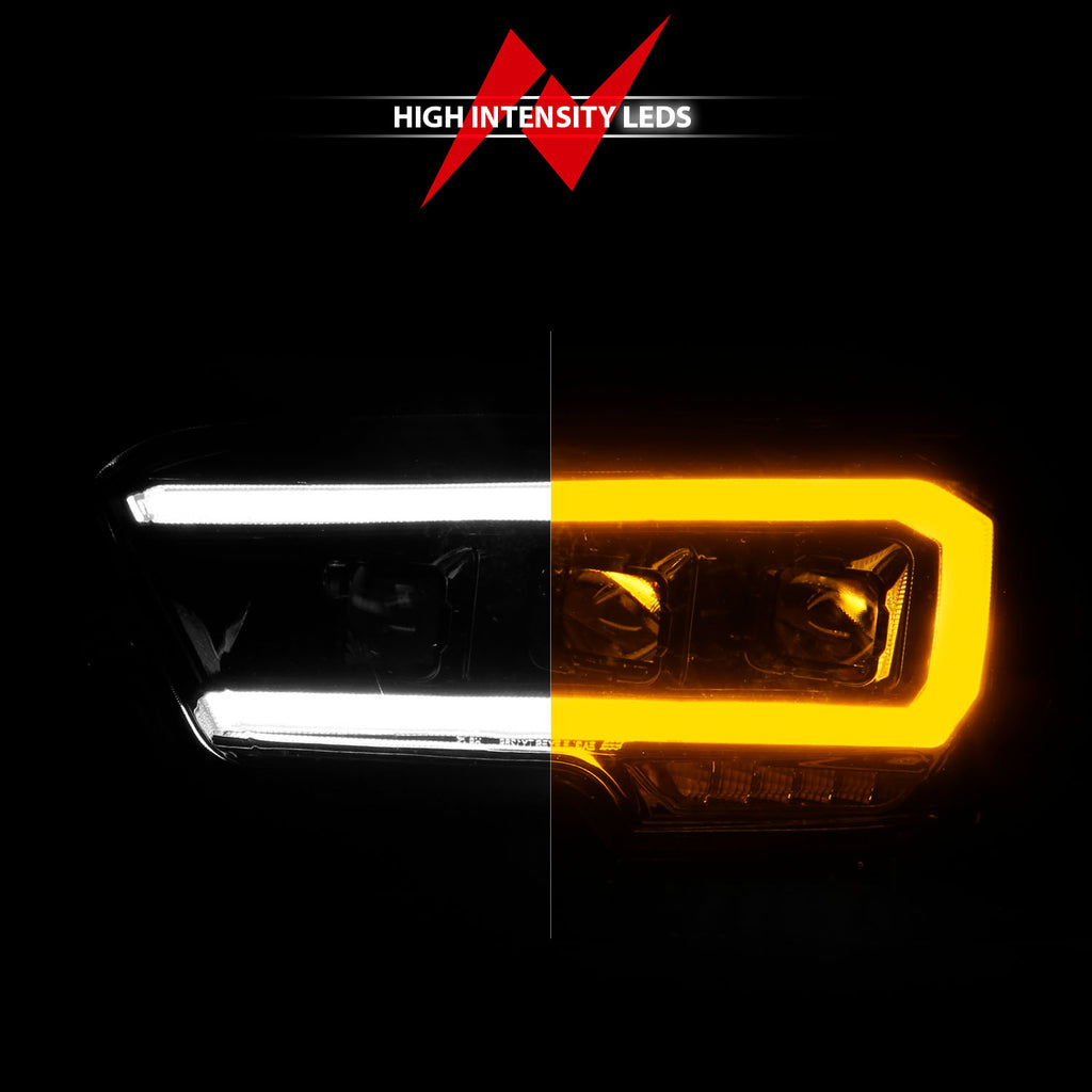 Led-Projector-Headlights-W-Initiation-Feature-And-Sequential-Signal-Black-Housing--Clear-Lens;-16-23-Tacoma-With-Led-Drl