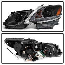 Lexus-Gs-300--350--450-06-11-Headlights---Hid-Model-Only---Black-Pro-Yd-Lg06-Hid-Drl-Bk