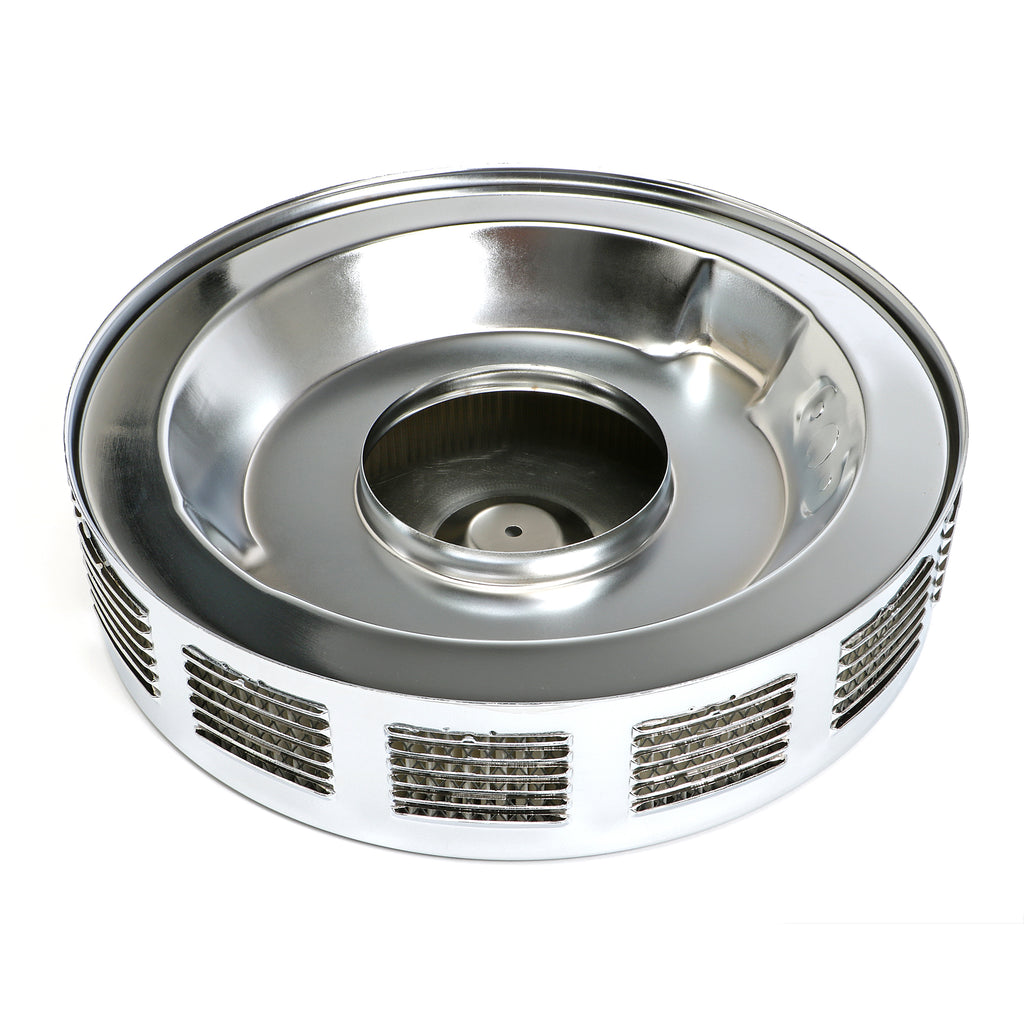 Louvered-Corvettestyle-Air-Cleaner-Set;-14-In.-X-3-In.-518-In.-Neckchrome195964-Pontiac-Engine