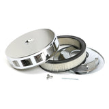 Trans-Dapt 2293 Louvered CORVETTE-Style Air Cleaner Set; 14 in. x 3 in., 5-1/8 in. Neck-CHROME