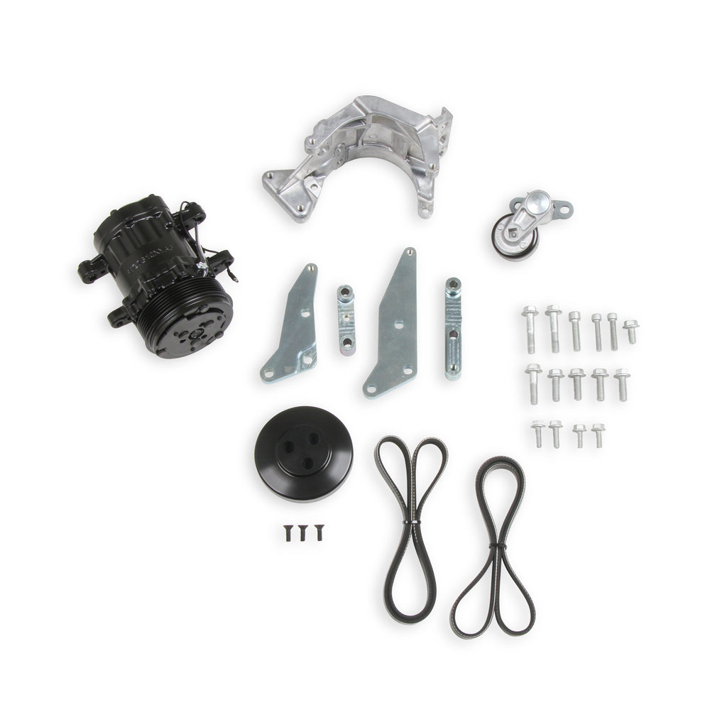Low-Mount-Ls-Drive-System-(AC)-W-Sanden-Sd7-Compressor---Passengers-Side--Black-Finish