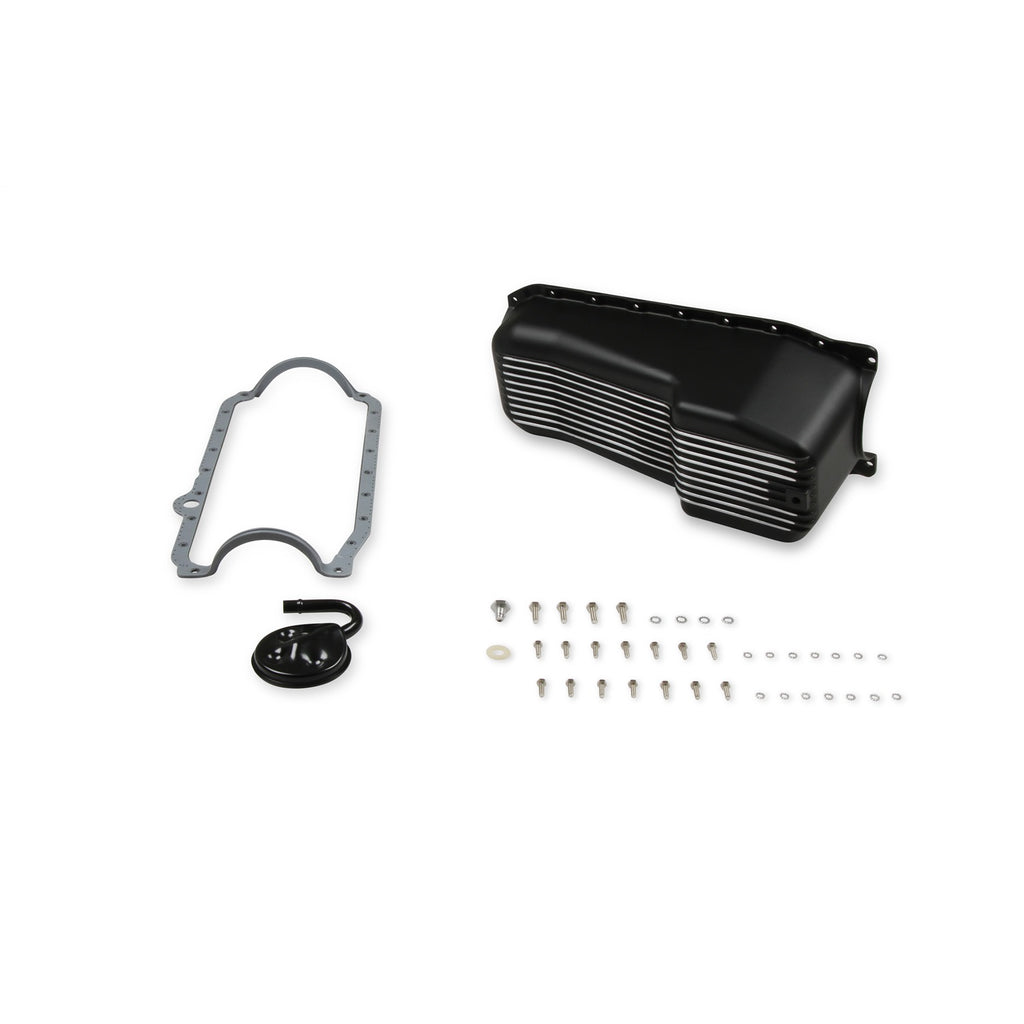 Lts-Alum-Oil-Pan-Kit-Blk-Sbc-Finned