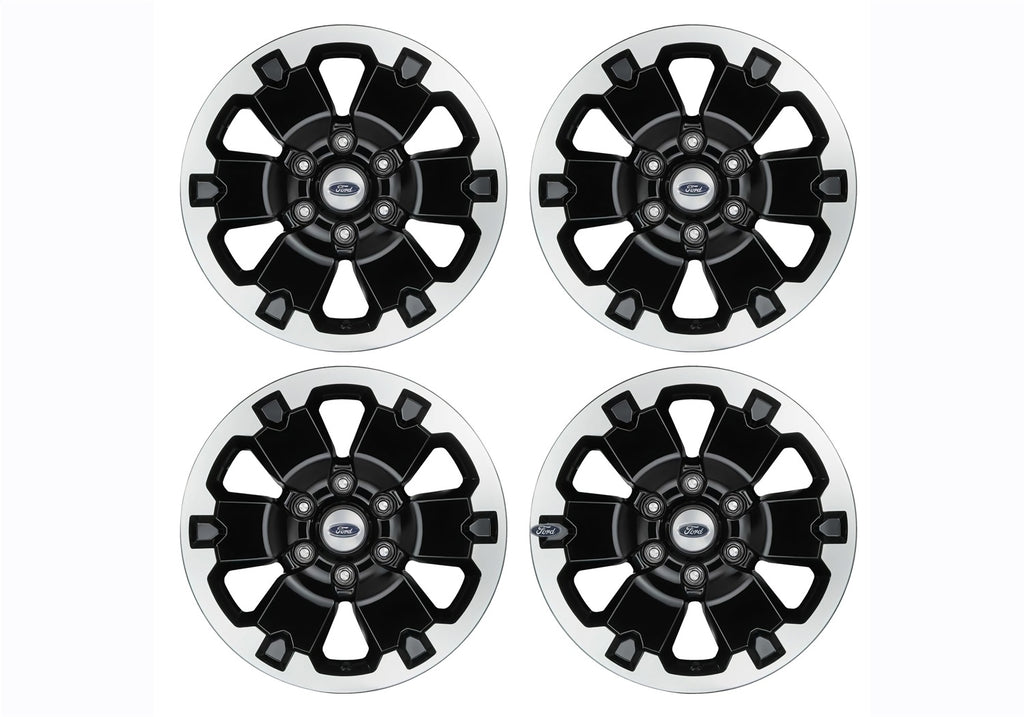 Ford Performance Parts M-1007K-DC18X8BMF 2019-2025 Ranger 18" Black Machined Face Wheel Kit for Select Ford Bronco, Ford Ranger