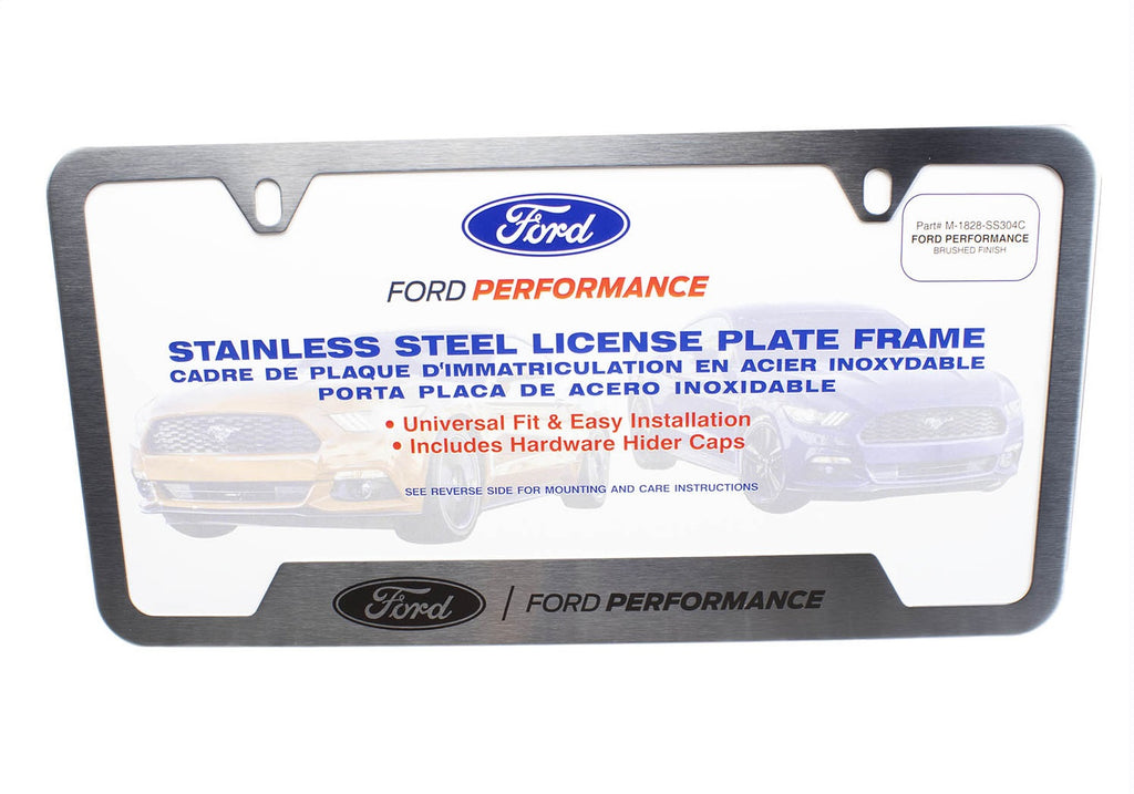 Ford Performance Parts M-1828-SS304C Ford Performance License Plate Frame-Brushed Stainless Steel