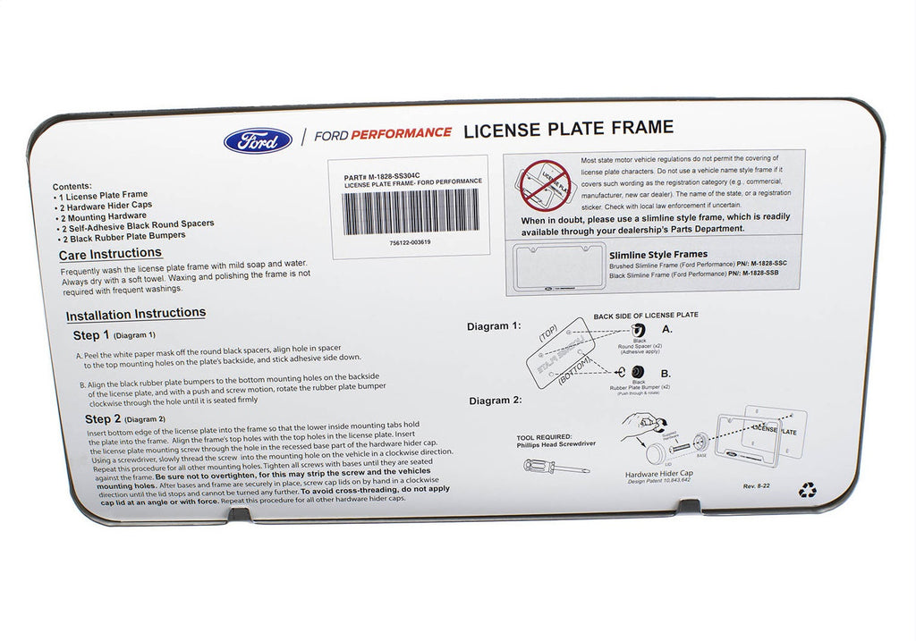 Ford Performance Parts M-1828-SS304C Ford Performance License Plate Frame-Brushed Stainless Steel