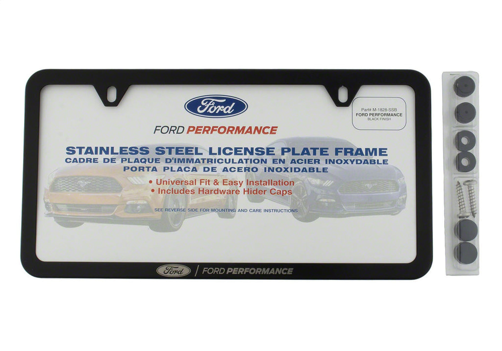 Ford Performance Parts M-1828-SSB Ford Performance Slim License Plate Frame-Black Stainless Steel