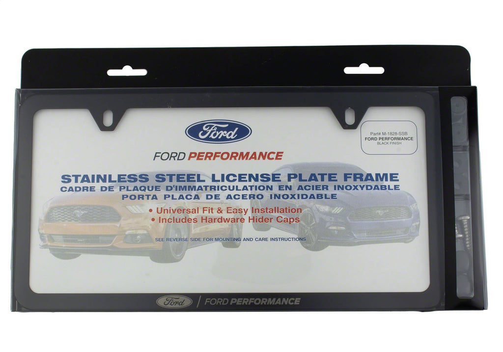 Ford Performance Parts M-1828-SSB Ford Performance Slim License Plate Frame-Black Stainless Steel