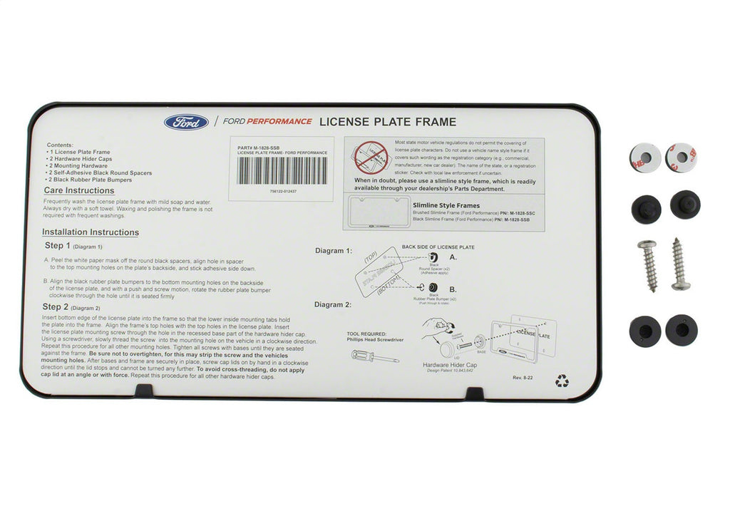 Ford Performance Parts M-1828-SSB Ford Performance Slim License Plate Frame-Black Stainless Steel