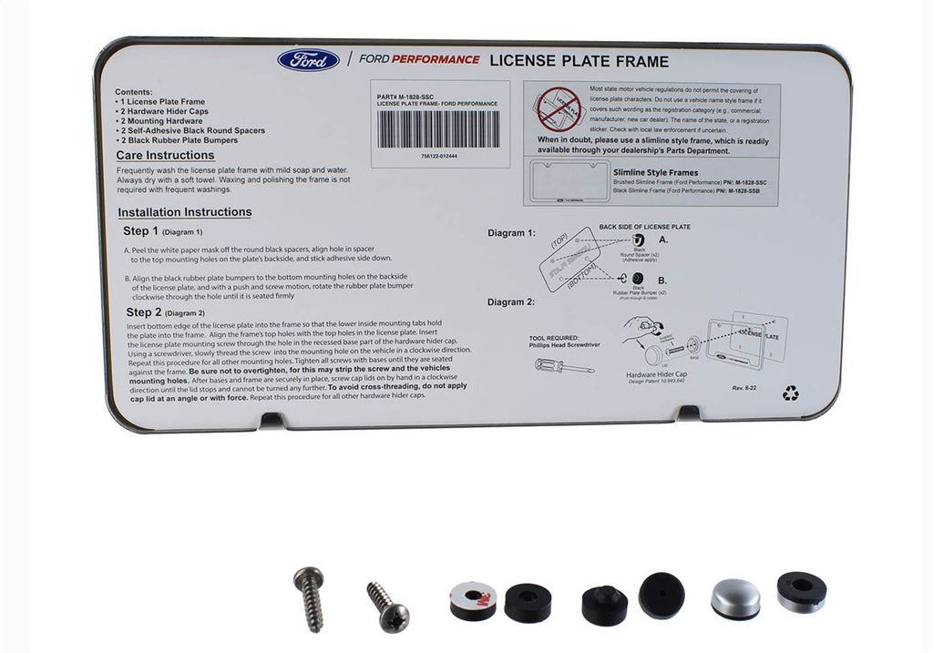 Ford Performance Parts M-1828-SSC Ford Performance Slim License Plate Frame-Brushed Stainless Steel