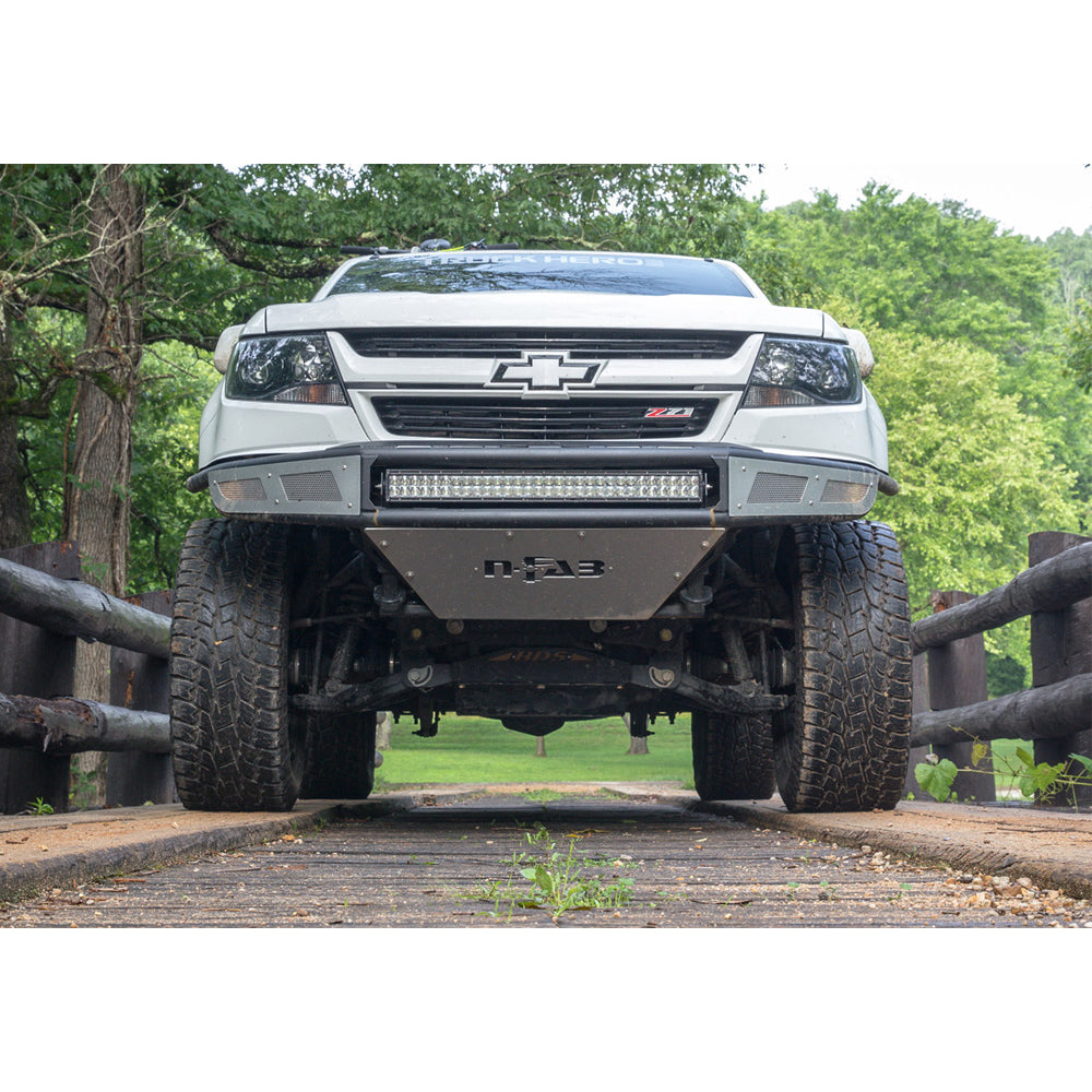 M-Rds-Front-Bumper-15-17-Chevy-Colorado---Gloss-Black-WSilver-Skid-Plate
