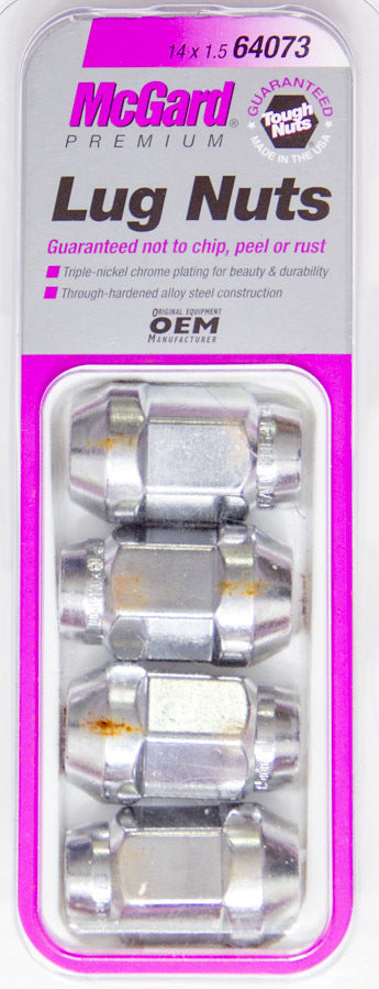 MCGARD 64073 Lug Nuts M14x1.5 4 Pack Chrome Bulge Seat