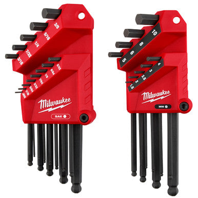 Milwaukee 48-22-2187 22-Key Ball End L-Style Hex Key Set - SAE/Metric