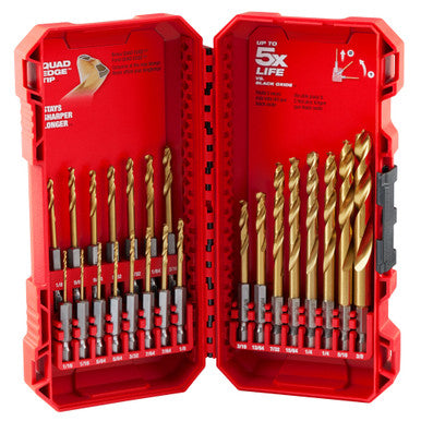 Milwaukee 48-89-4631 23 Pcs SHOCKWAVE Impact Duty RED HELIX Titanium Drill Bit Set
