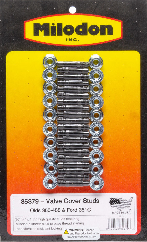 MILODON 85379 Valve Cover Stud Kit - Olds V8 & Ford 351C