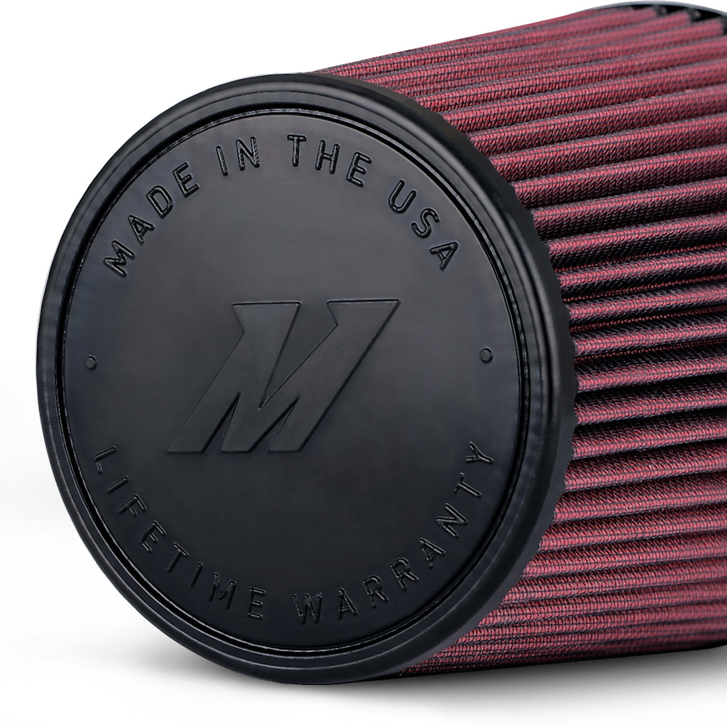 Mishimoto MMAF-4008 Performance Air Filter, 4in Inlet, 7in Filter Length, 5.5' O.D. Red