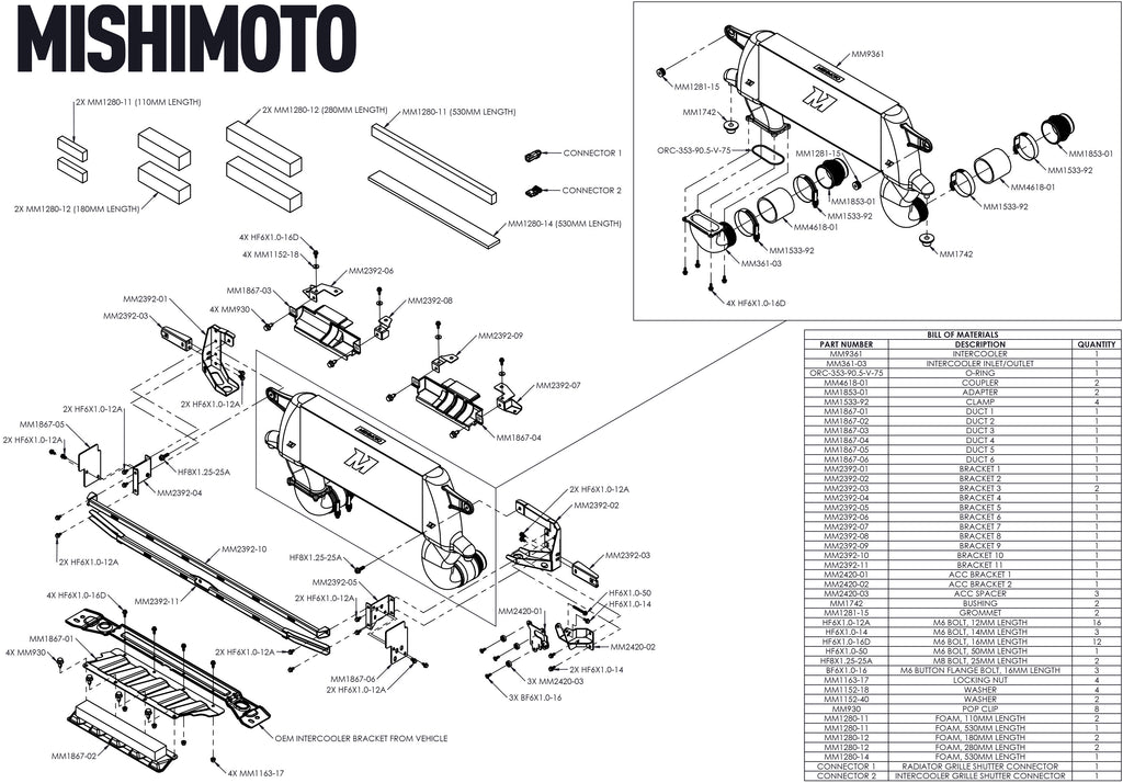 Mishimoto MMINT-BR-21HBK for Select Ford Bronco