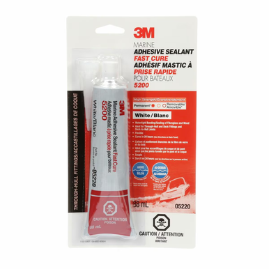 3M 05220 Marine Adhesive Sealant Fast Cure, White - 88.72mL