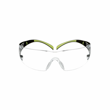 3M SF400C-WV-6-PS SecureFit™ 400 Series Safety Eyewear, Black Frame w/Green Accent, Clear Anti-fog