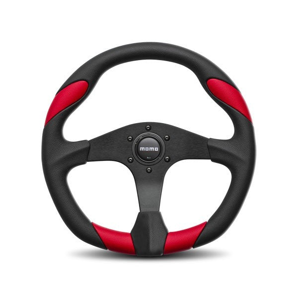 MOMO AUTOMOTIVE ACCESSORIES QRK35BK0R Quark Steering Wheel Polyurethane Red Insert