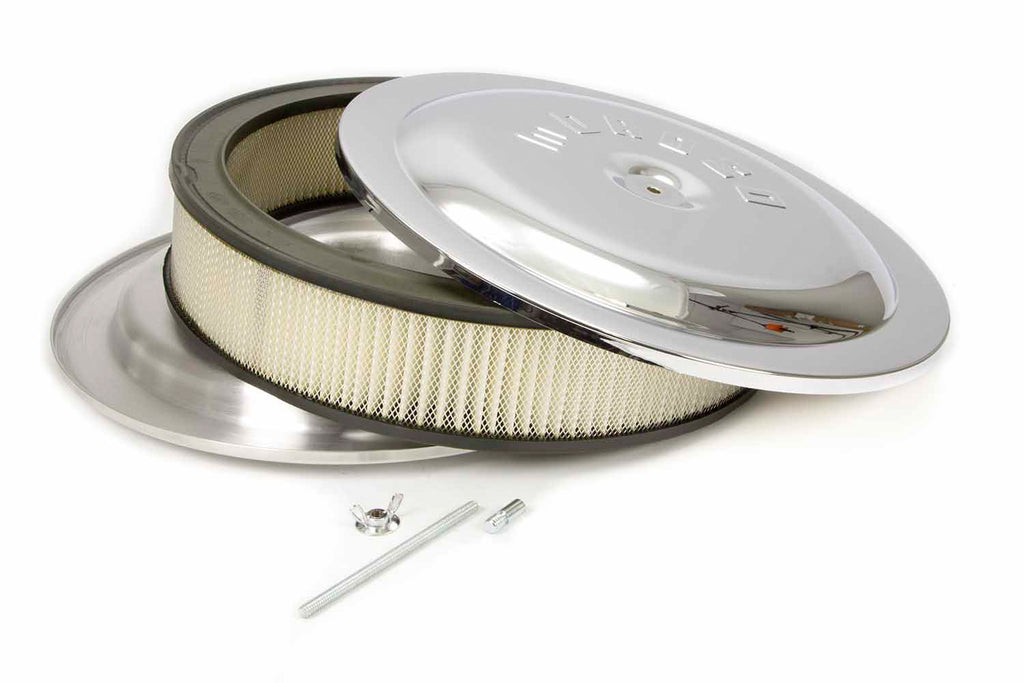 MOROSO 65913 14x3 Air Cleaner Kit w/Raised Bottom Chrome