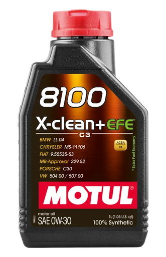 Motul 111657 8100 X-Clean+ EFE 0W30 Synthetic Engine Oil - 1L