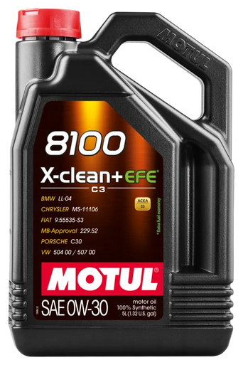 Motul 111678 8100 X-Clean+ EFE 0W30 Synthetic Engine Oil - 5L