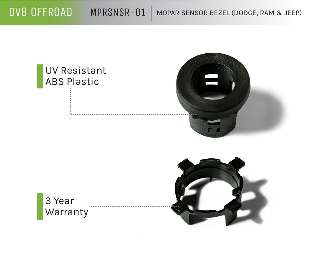 DV8 Offroad MPRSNSR-01 REPLACEMENT FRONT BEZEL AND REAR CLIP FOR MOPAR SENSORS (SENSORS NOT INCLUDED)