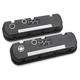 Holley 241-85  M/T Valve Covers - Vintage Style - Finned - Bbc - Satin Black