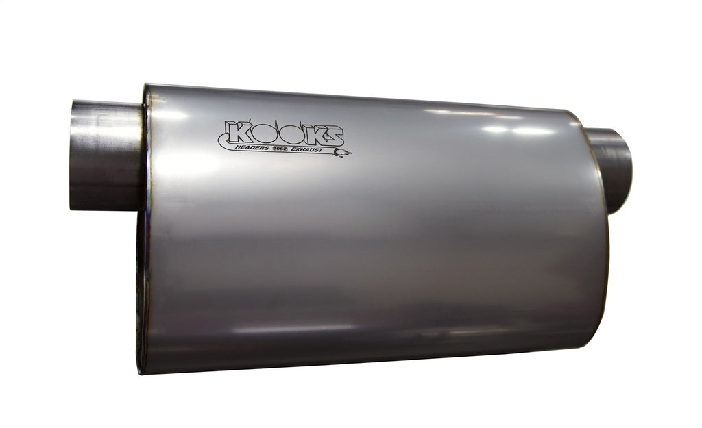 Kooks Custom Headers MUF-014 3in. Oval Offset/Offset (Same Side) Muffler 14in. Long Body. Stainless Steel.
