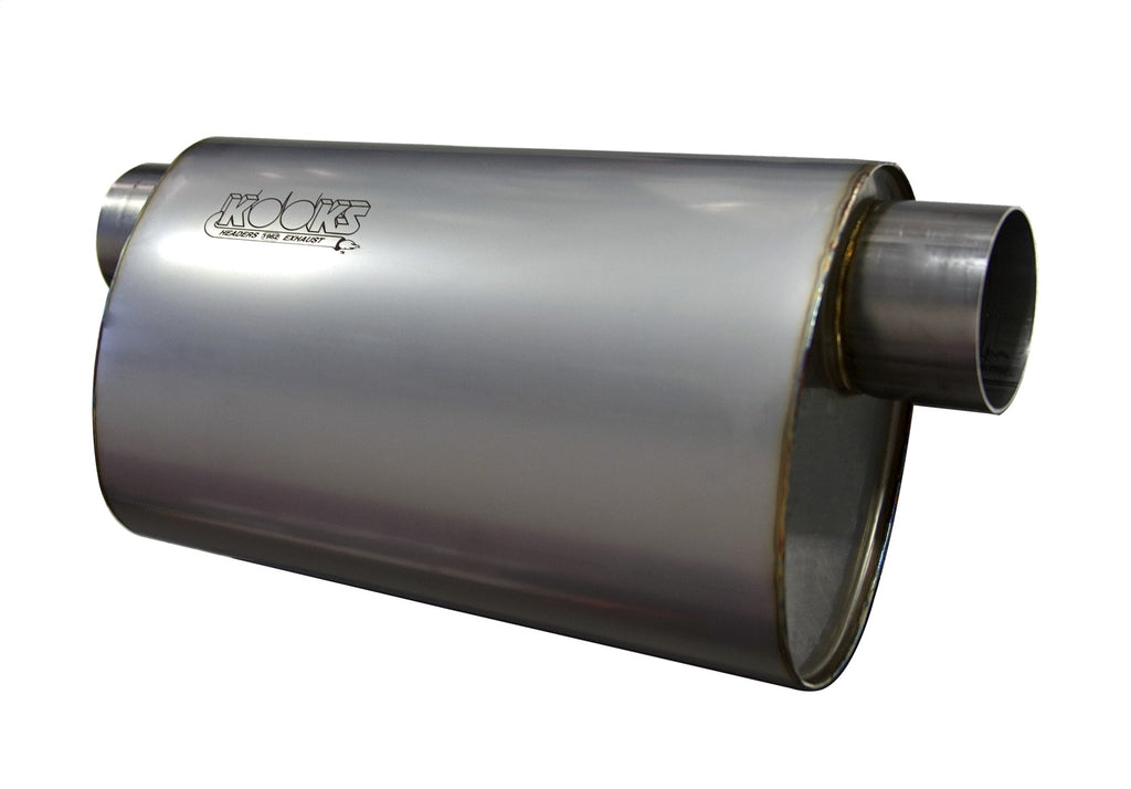 Kooks Custom Headers MUF-014 3in. Oval Offset/Offset (Same Side) Muffler 14in. Long Body. Stainless Steel.