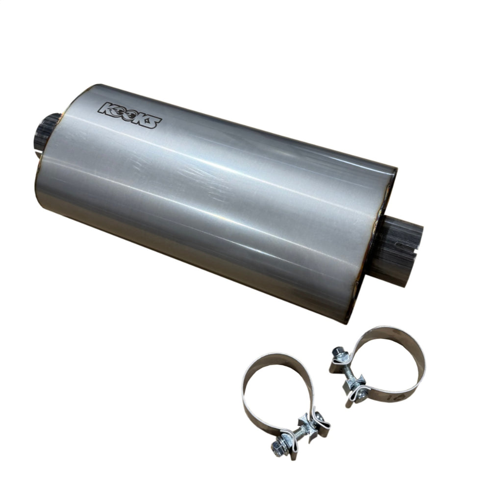 Kooks Custom Headers MUF-019-CI 3in. Oval Clamp In Center/Center Muffler 18in. Long Body . Polished Stainless St