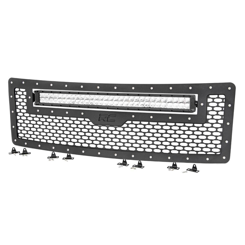 Mesh-Grille-30-Inch-Dual-Row-Led-Chrome-White-Drl-09-14-Ford-F-150-Rough-Country