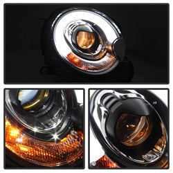 Mini-Cooper-2007-2012-Projector-Headlights-Halogen-Model-Only---Drl-Black-Pro-Yd-Mc07-Drl-Bk