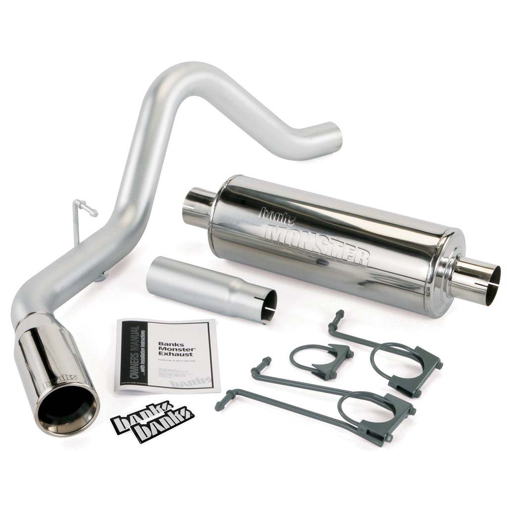 Monster-Exhaust-System,-3.5-Inch-Single-Exit,-Chrome-Round-Tip