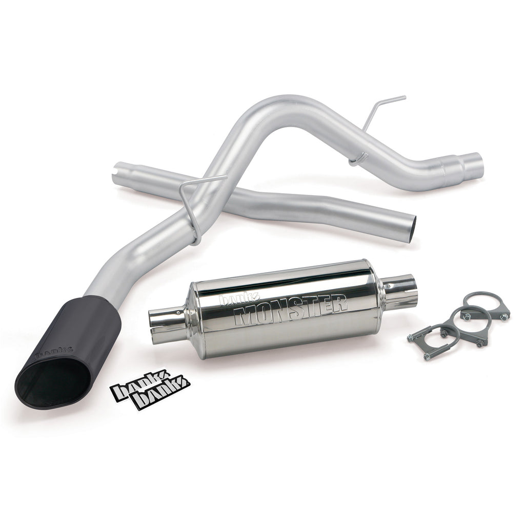 Monster-Exhaust-System,-Single-Exit,-Black-Obround-Tip