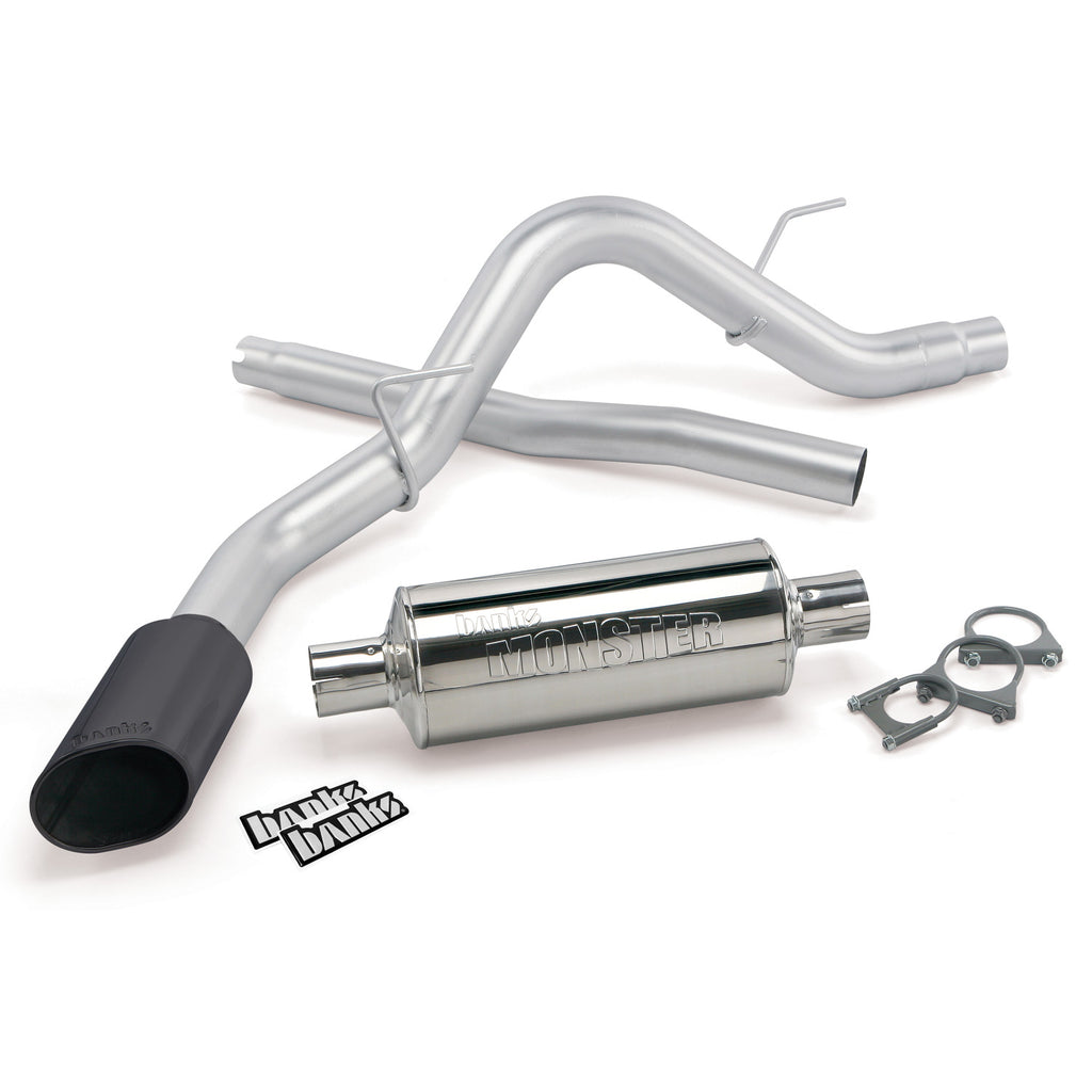 Monster-Exhaust-System,-Single-Exit,-Black-Obround-Tip