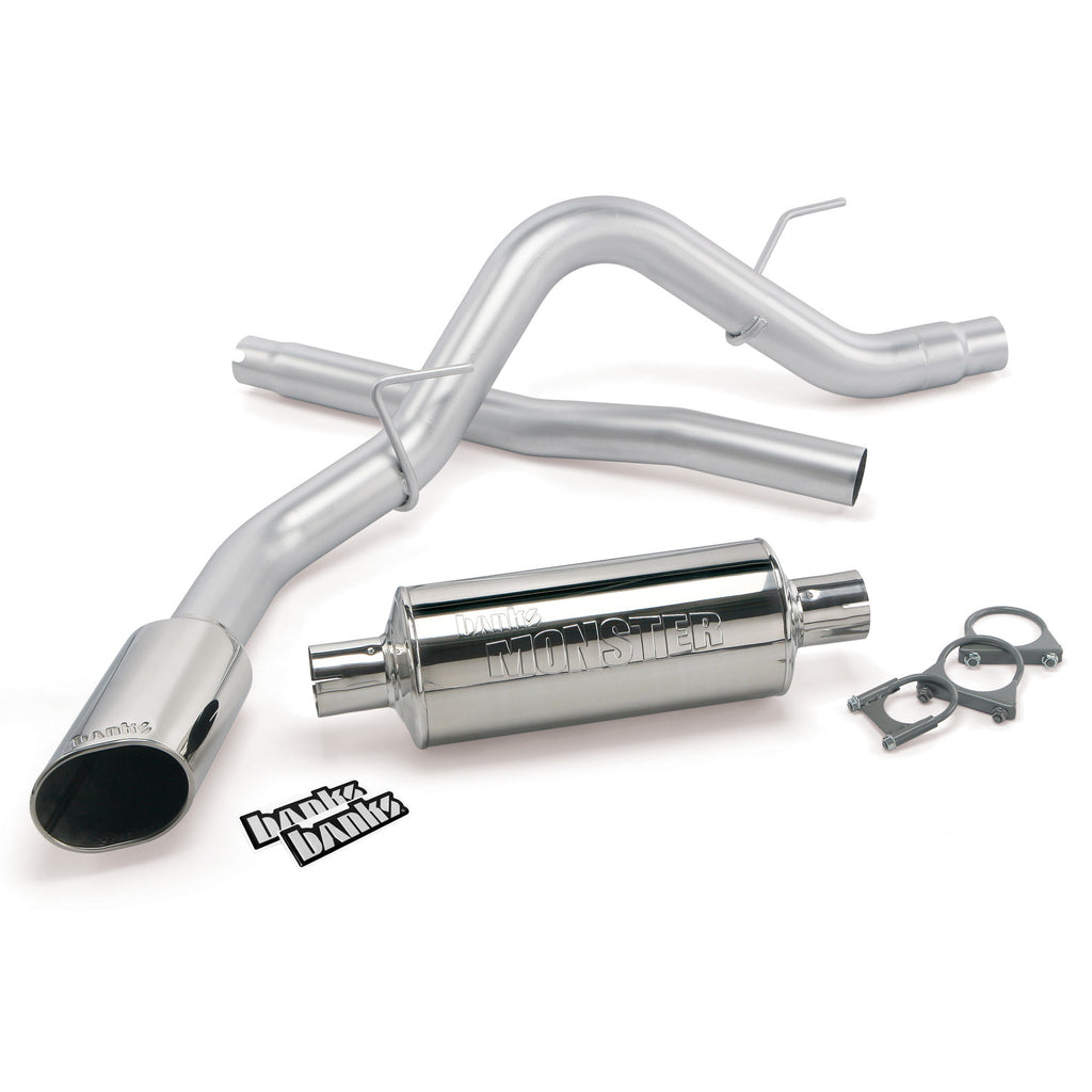 Monster-Exhaust-System,-Single-Exit,-Chrome-Obround-Tip
