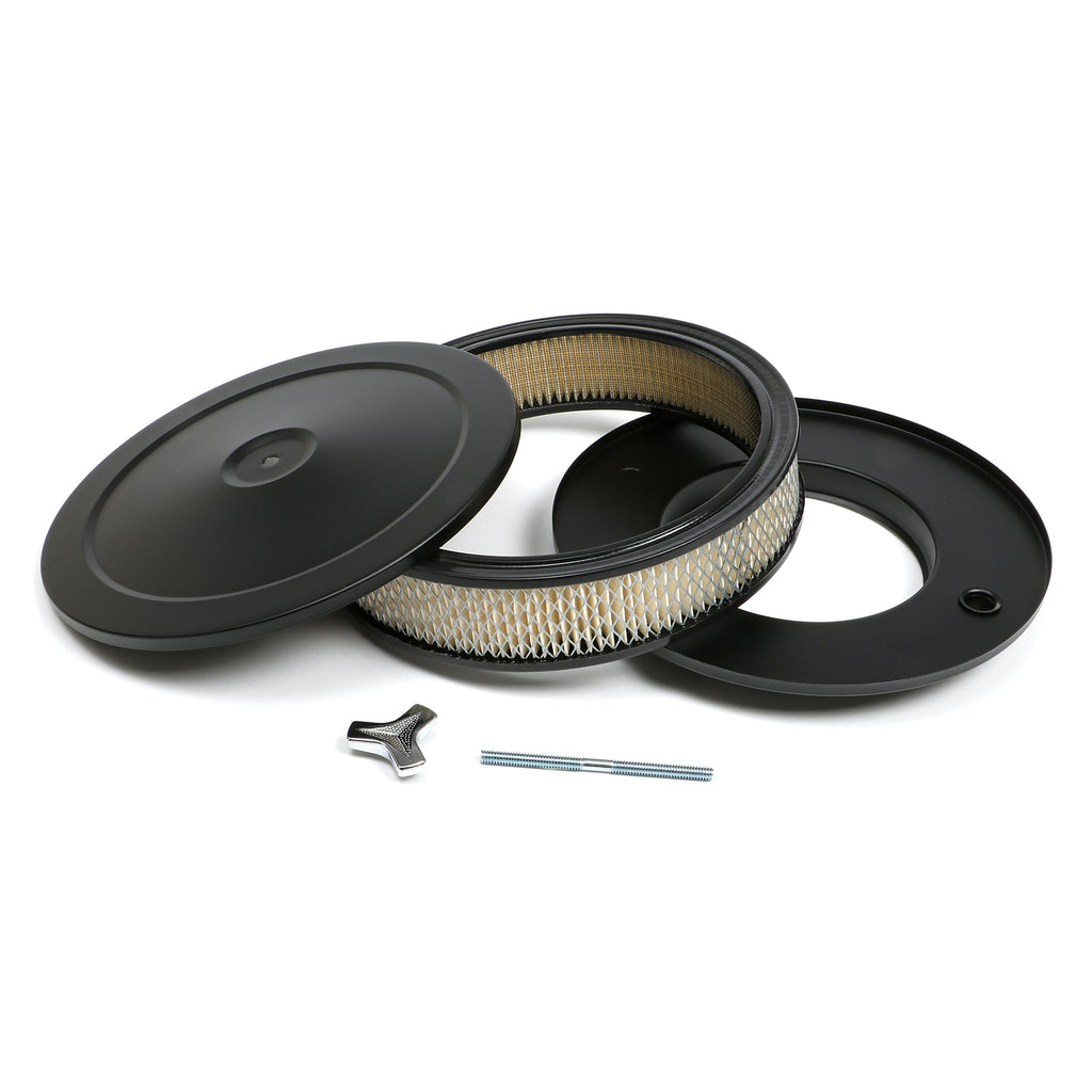 Muscle-Car-Style-Air-Cleaner-Set;-10-In.-Diameter;-2-18-In.-Tall--Asphalt-Black