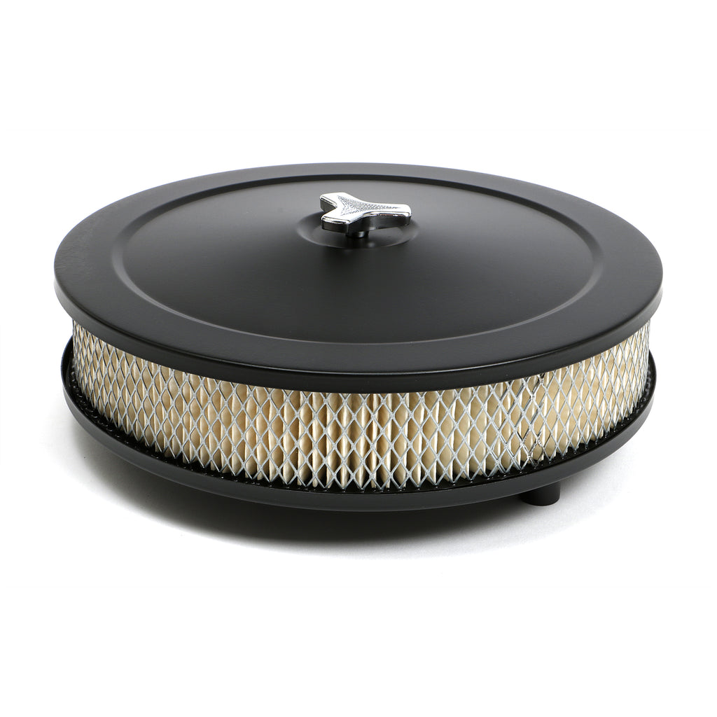 Muscle-Car-Style-Air-Cleaner-Set;-10-In.-Diameter;-2-18-In.-Tall--Asphalt-Black