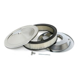 Trans-Dapt 2195 MUSCLE CAR-STYLE Air Cleaner Set; 14 in. Dia, 3 in. Tall, 5-1/8 in. Neck-CHROME