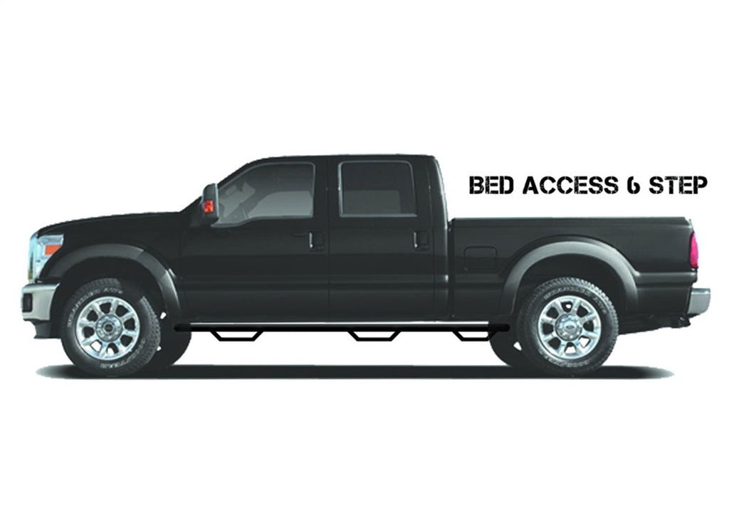 N-Fab C99100QC-6 Nerf Step-W2W w/Bed Acs (3 Stps)-99-06(07Clc)Silv/Sierra6ft.6in.Ext SRW-GlossBlk for Select Chevrolet K2500