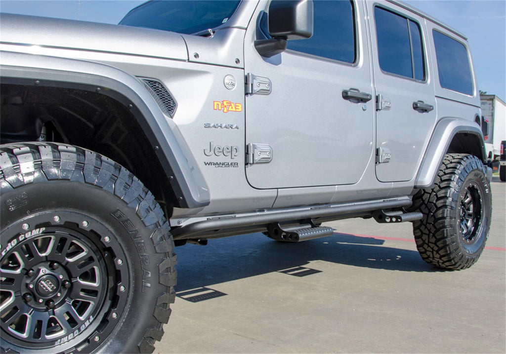 N-Fab J184RKRS4 RKR Step Sys-Full Len (2 Stp Mnts/2 Stp)-18-24 Wrangler JL 4Dr-TX Blk for Select Jeep Wrangler, Jeep Wrangler JK