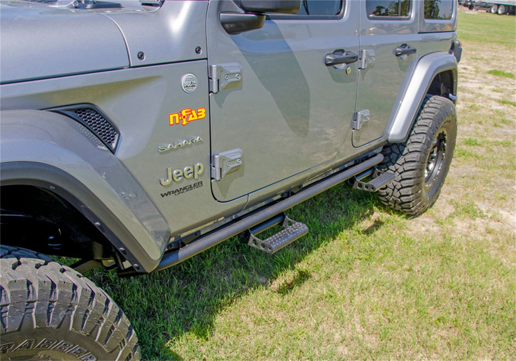 N-Fab J184RKRS4 RKR Step Sys-Full Len (2 Stp Mnts/2 Stp)-18-24 Wrangler JL 4Dr-TX Blk for Select Jeep Wrangler, Jeep Wrangler JK