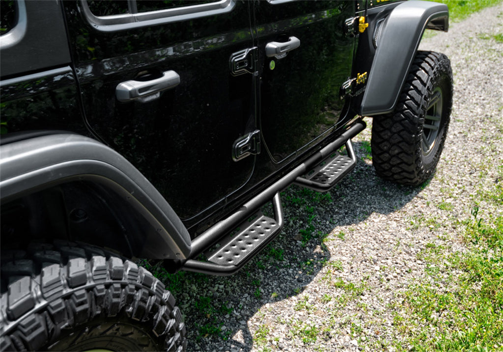 N-Fab 507416412 Nerf Step RS-Full Len (2 Stps)-07-18 Wrangler JK 4Dr-TX Blk for Select Jeep Wrangler, Jeep Wrangler JK
