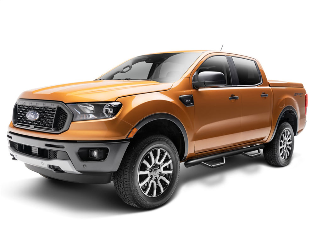 N-Fab F1981CC-TX Nerf Step-Cab Len (2 Stps)-19-24 Ranger SuperCrew-TX Blk for Select Ford Ranger